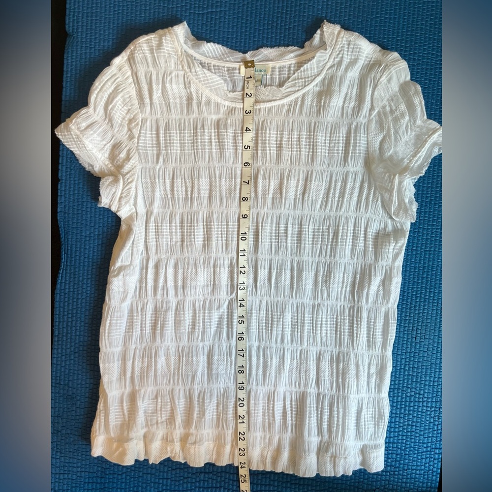 Sundance White Textured Short-Sleeve Blouse - Picture 13 of 13